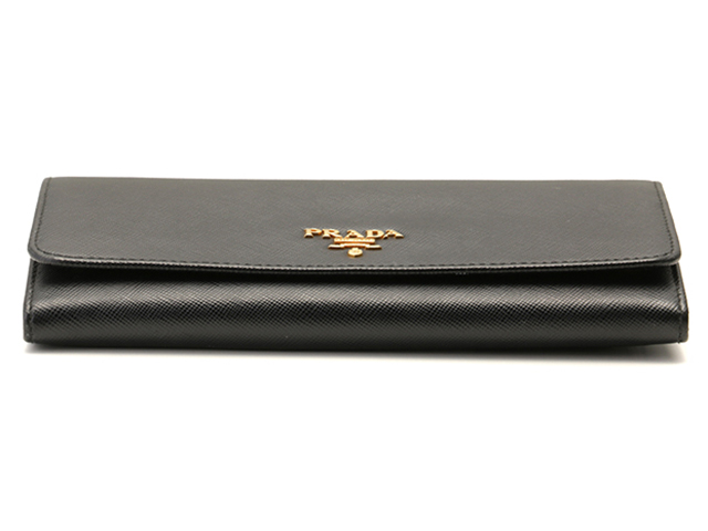 PRADA プラダ ロングフラップウォレット ブラック サフィアーノ