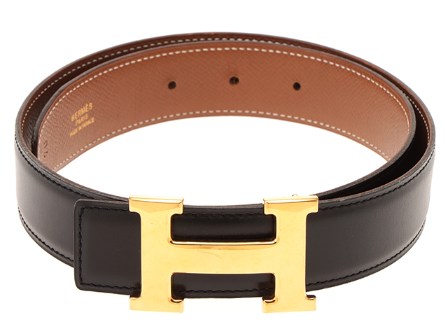 エルメス　コンスタンスベルト用　ベルトのみ　ゴールド×ブラック　60 HERMES 中古品 エルメス ベルト コンスタンス Hベルト ブラック