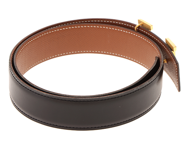 HERMES エルメス Hベルト ブラック/ゴールド/ゴールド金具
