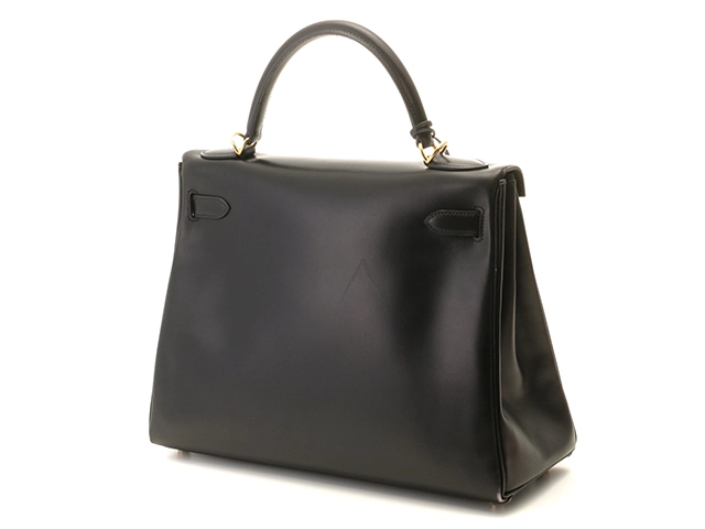 HERMES　エルメス　バッグ　ケリー32　ブラック/GP金具　ボックスカーフ　内縫い　□F刻印【431】2148103910692