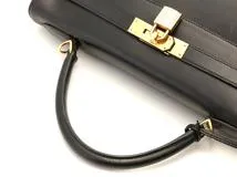 HERMES　エルメス　バッグ　ケリー32　ブラック/GP金具　ボックスカーフ　内縫い　□F刻印【431】2148103910692