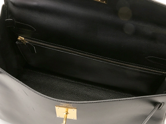 HERMES　エルメス　バッグ　ケリー32　ブラック/GP金具　ボックスカーフ　内縫い　□F刻印【431】2148103910692