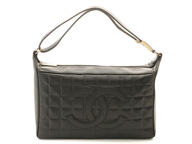 CHANEL シャネル チョコバー ワンショルダー ブラック/ゴールド金具