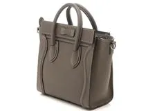 CELINE セリーヌ ラゲージ ナノショッパー グレージュ レザー
