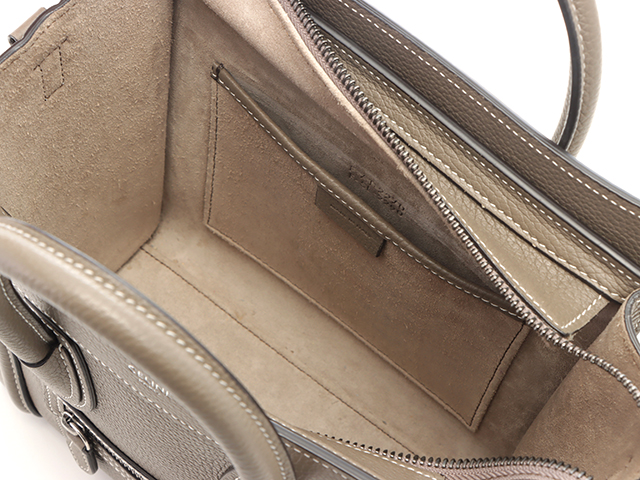 CELINE セリーヌ ラゲージ ナノショッパー グレージュ レザー