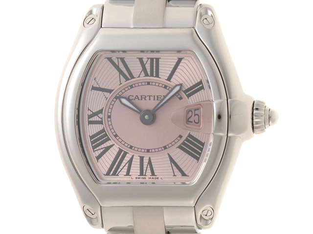 Cartier カルティエ 腕時計 ロードスターSM W62017V3 SS/SS ピンク文字盤 クオーツ【472】MN