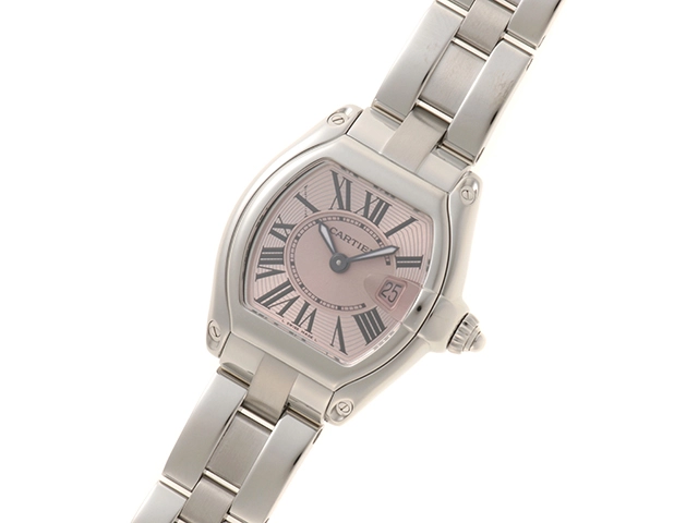 Cartier カルティエ 腕時計 ロードスターSM W62017V3 SS/SS ピンク文字盤 クオーツ【472】MN