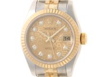 F番2005年並行品 ROLEX ロレックス デイトジャスト26 179173G K18イエローゴールド/ステンレス 10Pダイヤモンドシャンパン彫りコンピューター 自動巻き【472】SJ