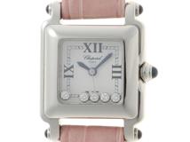 Chopard ショパール 腕時計 ハッピースポーツ スクエア 27/88922-23 ステンレススティール/クロコダイルベルト ホワイト文字盤【472】TS