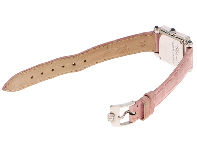 Chopard ショパール 腕時計 ハッピースポーツ スクエア 27/88922-23 ステンレススティール/クロコダイルベルト ホワイト文字盤【472】TS