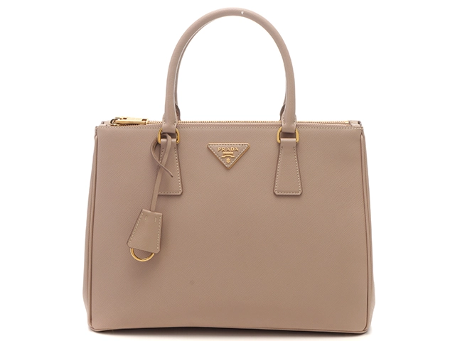 【美品】PRADA プラダ ガレリア ハンドバッグ ピンクベージュ系 ピンクベージュ プラダ ガレリア サフィアーノレザー ミディアム