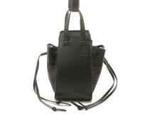 LOEWE　ロエベ　ハンモックドローストリングバッグミニ　ブラック　カーフスラッシュキャンバス　A538V07X11【431】2148103913907