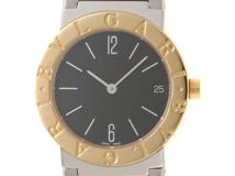 BVLGARI ブルガリ 男女兼用 クオーツ ブルガリブルガリ BB30SG ブラック文字盤 K18YG/SS【472】HK
