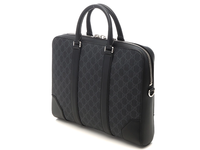 GUCCI　グッチ　GGスプリーム　ブリーフケース　ブラック　474135　PVC/レザー【433】2148103915154