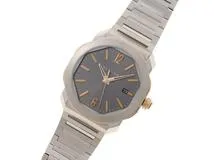 BVLGARI ブルガリ メンズ 自動巻き オクト OCP41SG グレー文字盤 PG/SS【472】HK