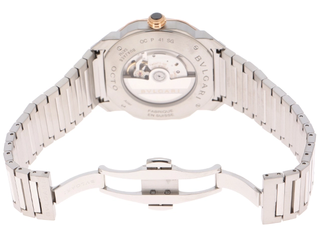 BVLGARI ブルガリ メンズ 自動巻き オクト OCP41SG グレー文字盤 PG/SS【472】HK