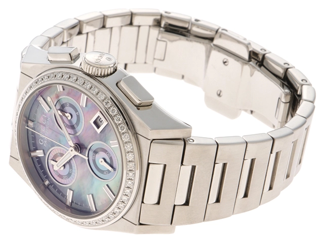 GUCCI　グッチ　パンテオン　クロノグラフ　ダイヤベゼル　115.4　ステンレス　女性用クオーツ時計【473】