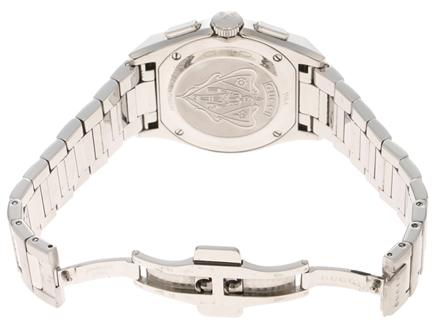 GUCCI　グッチ　パンテオン　クロノグラフ　ダイヤベゼル　115.4　ステンレス　女性用クオーツ時計【473】