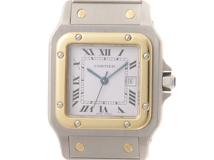 永久保証書付 Cartier カルティエ 腕時計 サントス ガルべLM 81036288 ホワイト文字盤 K18イエローゴールド/スティール 自動巻き【472】SJ