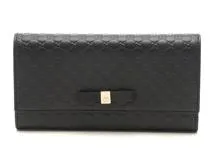 レザー ブラック GUCCI グッチ グッチシマ リボン ZIP長財布 388679 ブラック