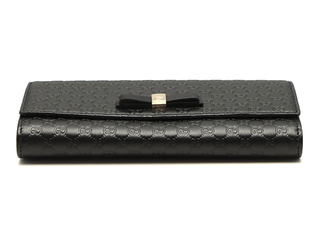 GUCCI グッチ グッチシマ リボン ZIP長財布 388679 ブラック