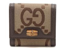 GUCCI グッチ　バンブー　ジャンボＧ　二つ折り財布　ベージュ／ダークブラ　【430】2148103917813