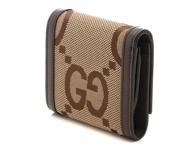 GUCCI グッチ　バンブー　ジャンボＧ　二つ折り財布　ベージュ／ダークブラ　【430】2148103917813