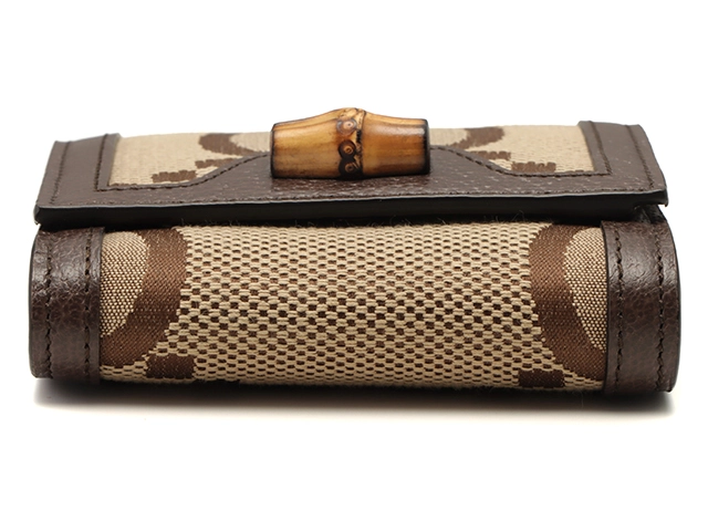 GUCCI グッチ　バンブー　ジャンボＧ　二つ折り財布　ベージュ／ダークブラ　【430】2148103917813
