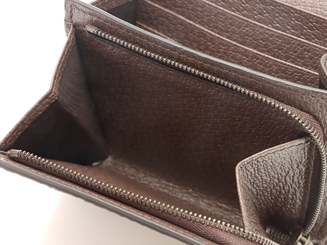 GUCCI グッチ　バンブー　ジャンボＧ　二つ折り財布　ベージュ／ダークブラ　【430】2148103917813