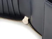 Ferragamo　フェラガモ　ガンチーニ　コンパクトファスナー財布 ネイビー　レザー【430】2148103918209