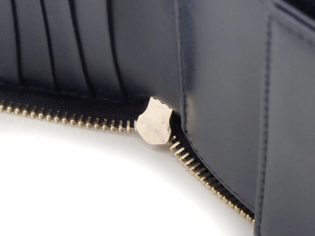 Ferragamo フェラガモ ガンチーニ コンパクトファスナー財布 ネイビー レザー【430】2148103918209