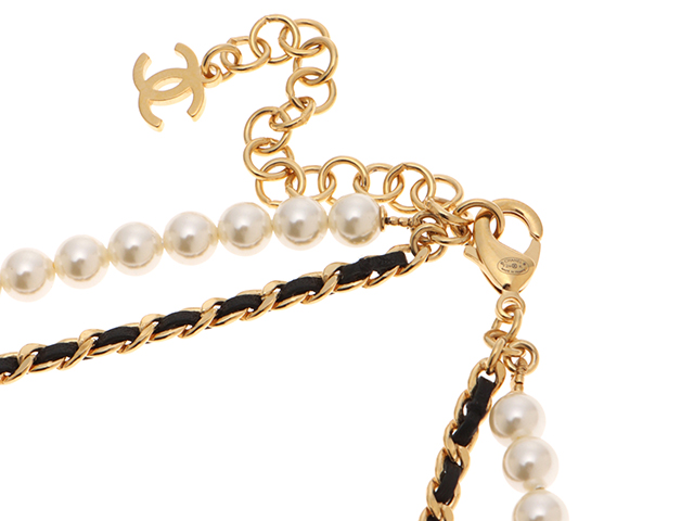 CHANEL シャネル ココマークパールネックレス ゴールドメッキ/フェイク