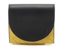 BOTTEGA VENETA　ボッテガヴェネタ　イントレチャート 二つ折り財布 イエロー/ブラック レザー　【472】RKT