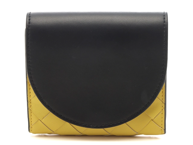 BOTTEGA VENETA ブラック レザー 二つ折り財布 ボッテガ ヴェネタ 二  