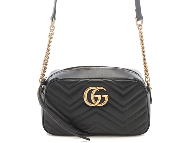 GUCCI グッチ ダブルG スモール カメラバッグ ブラック レザー