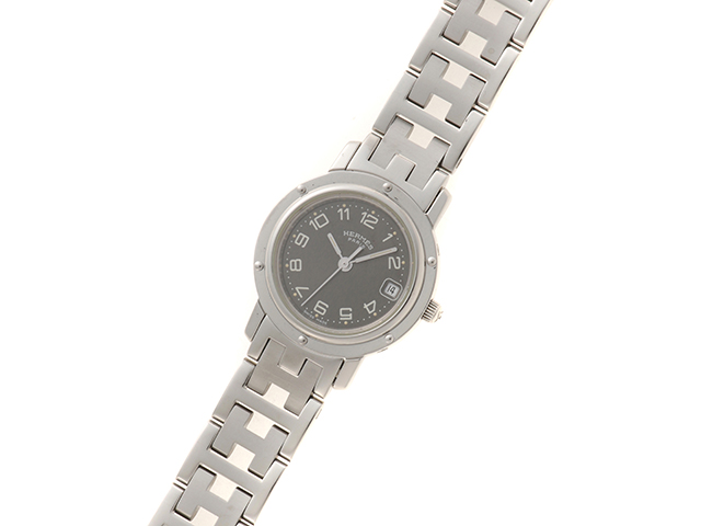 【極美品】エルメスクリッパー　文字盤ダークグレー エルメス クリッパー CP1.210 SS QZ グレー文字盤 あまりごま2