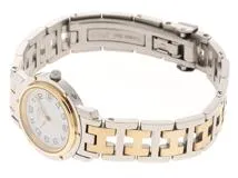 すずめっこ HERMES　CL4.221　エルメス　クリッパー　ホワイト HERMES エルメス CL4.221 クリッパー ナクレ 腕時計 ステンレス