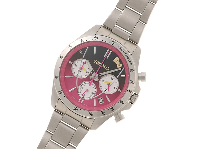 SEIKO　セイコー　ハローキティ　新幹線ウォッチ　8T63-01R0　ピンク/ブラック　ステンレススチール　クオーツ　メンズ時計　2148103920790【207】
