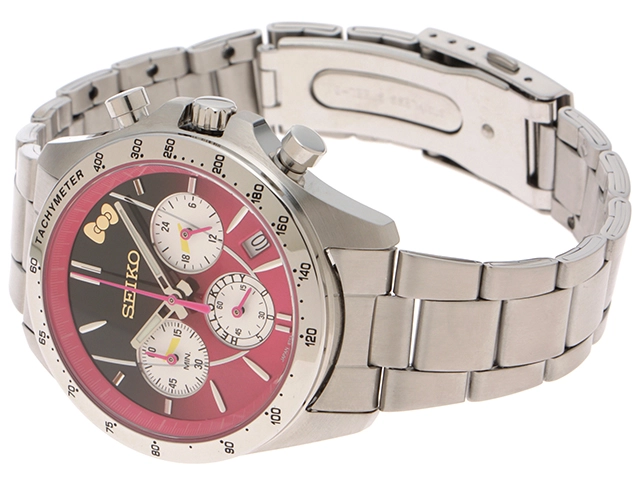 SEIKO　セイコー　ハローキティ　新幹線ウォッチ　8T63-01R0　ピンク/ブラック　ステンレススチール　クオーツ　メンズ時計　2148103920790【207】