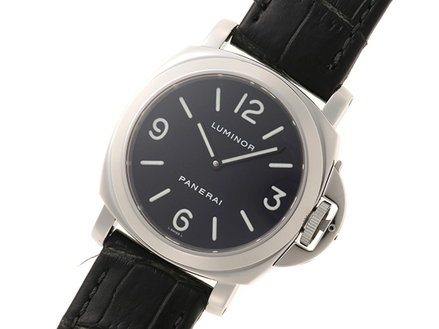 PANERAI　パネライ　ルミノール　ベース　ステンレススチール/革ベルト　手巻き　シースルー裏蓋　メンズ　腕時計　C