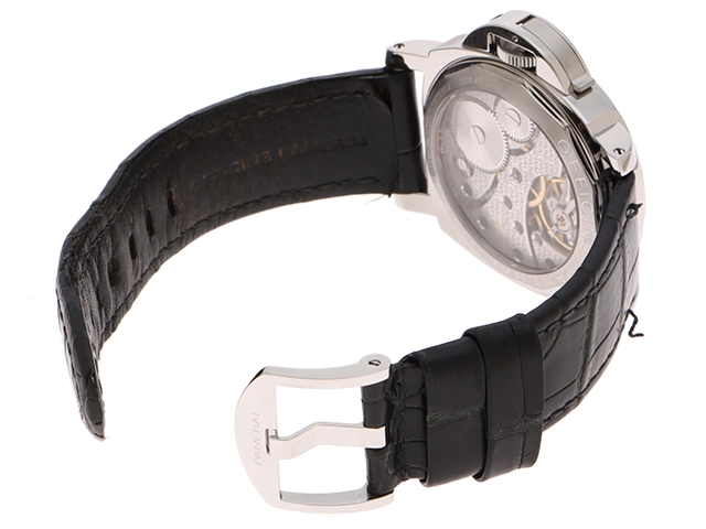 PANERAI　パネライ　ルミノール　ベース　ステンレススチール/革ベルト　手巻き　シースルー裏蓋　メンズ　腕時計　C