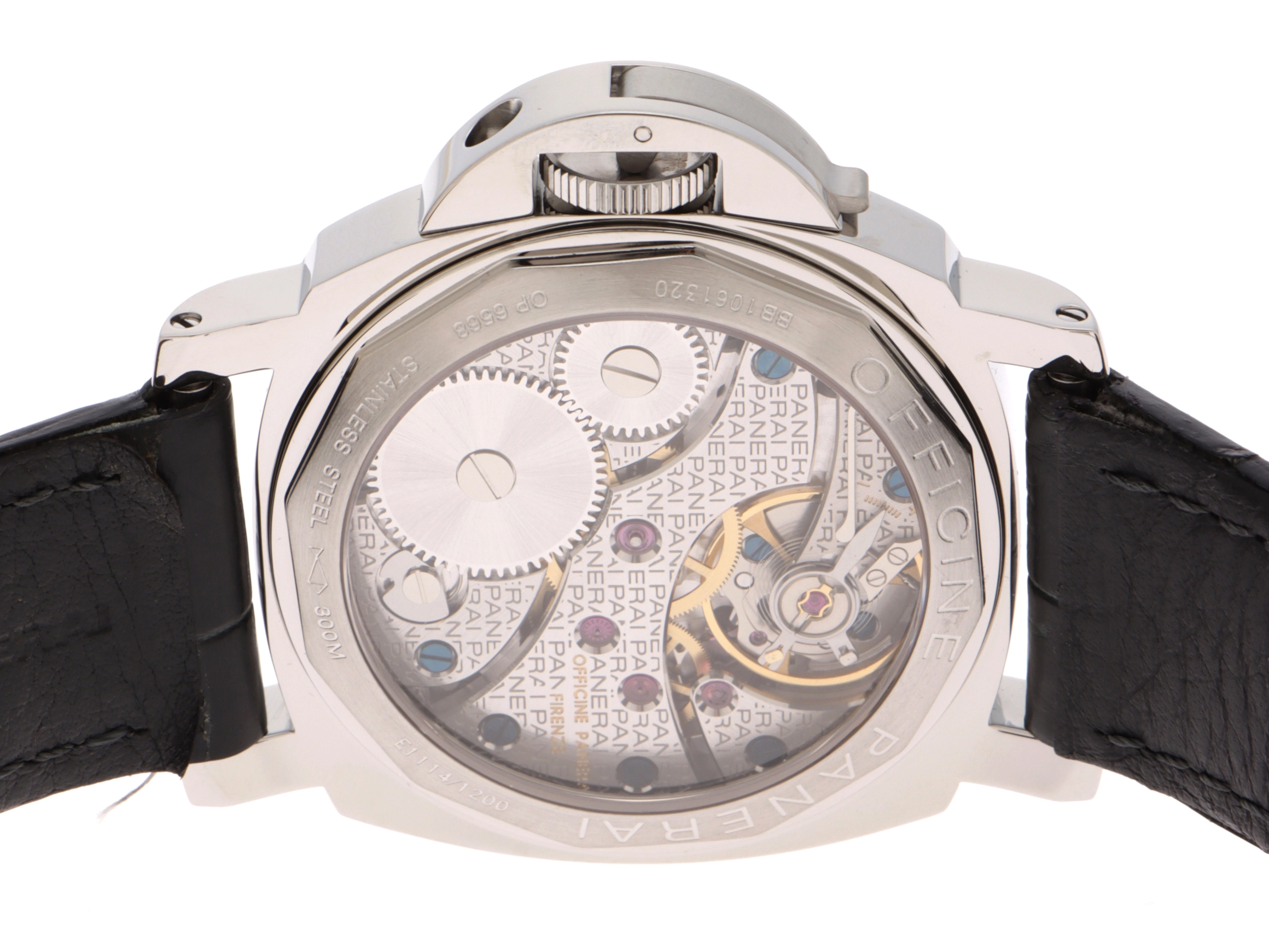 PANERAI　パネライ　ルミノール　ベース　ステンレススチール/革ベルト　手巻き　シースルー裏蓋　メンズ　腕時計　C