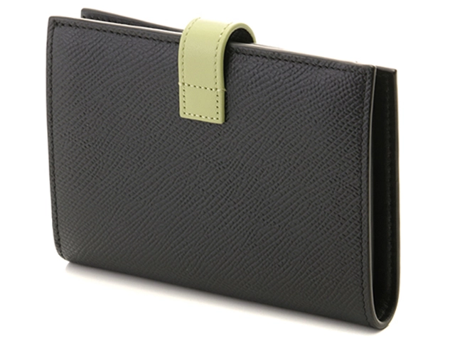 CELINE セリーヌ ミディアムストラップウォレット ネイビー/ライトグリーン カーフ 10B64.3BRU【472】YY