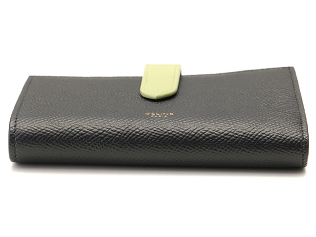 CELINE セリーヌ ミディアムストラップウォレット ネイビー/ライトグリーン カーフ 10B64.3BRU【472】YY