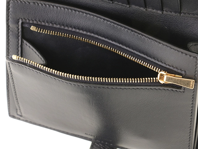 CELINE セリーヌ ミディアムストラップウォレット ネイビー/ライトグリーン カーフ 10B64.3BRU【472】YY