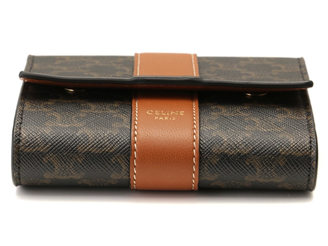 CELINE セリーヌ トリオンフ スモールトリフォールドウォレット 三つ折り財布 タン PVC レザー 10D572BZ9 2148103923197【200】