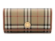 BURBERRY ノバチェック/ シャドーホース柄 PVC/レザー長財布 バーバリー ノバチェック PVC×レザー 長財布 ベージュ×ブラック