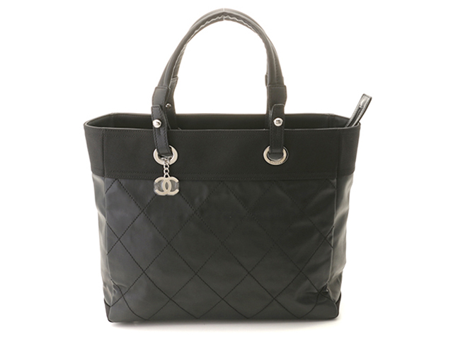 CHANEL シャネル パリビアリッツトートMM ブラック/シルバー金具