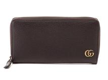 GUCCI　グッチ　ダブルg ラウンドファスナー　長財布 ダークブラウン　レザー　1410459　2148103924415【437】