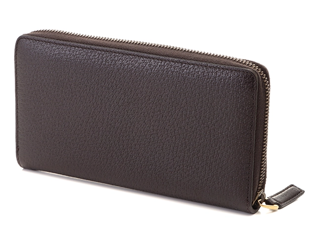GUCCI　グッチ　ダブルg ラウンドファスナー　長財布 ダークブラウン　レザー　1410459　2148103924415【437】